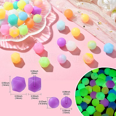 Luminous 56pcs 28 Color Round Food Grade Silicone Beads SIL-CJ0001-31-1