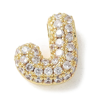 Brass Micro Pave Cubic Zirconia Beads KK-P290-61G-J-1