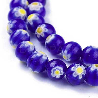 Round Millefiori Glass Beads Strands LK-P002-02-1