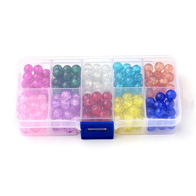 Spray Painted Transparent Crackle Glass Beads Strands CCG-X0002-B-1