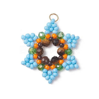 Glass Seed Beaded Pendants PALLOY-MZ01241-1