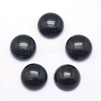 Natural Dyed & Heated Black Agate Cabochons G-P393-R02-12mm-1