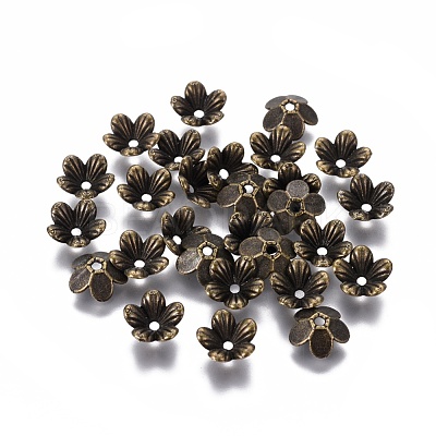 Tibetan Style Flower Alloy Bead Caps TIBEP-S192-AB-NR-1