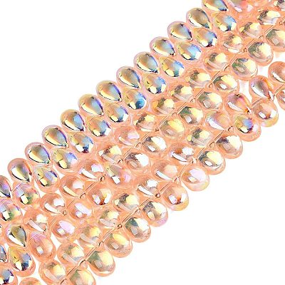 Electroplate Transparent Glass Beads Strands EGLA-N057-01A-05-1