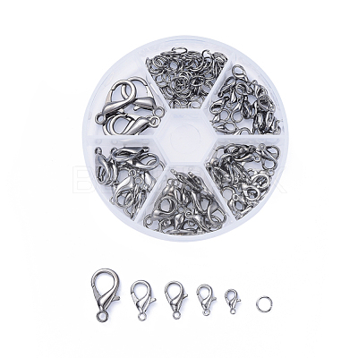 Alloy Lobster Claw Clasps and Jump Rings Set PALLOY-X0004-B-B-1