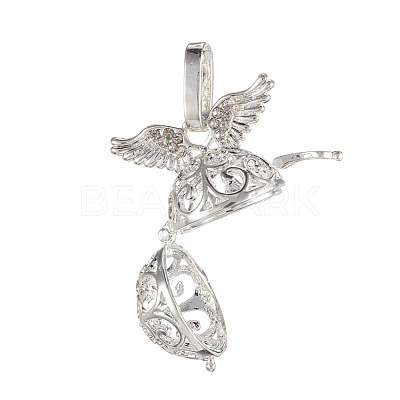 Brass Cage Pendants KK-K163-16S-NR-1
