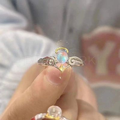Adjustable Alloy and Glass Cuff Rings FS-WG0ACF8-01-1