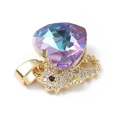 Real 18K Gold Plated Rack Plating Brass Micro Pave Cubic Zirconia Pendants KK-C015-02G-06-1