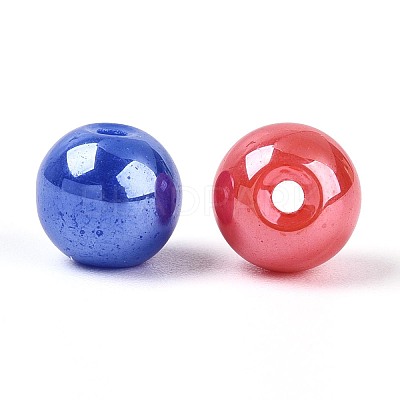 Electroplate Round Glass Beads Strands EGLA-T029-07M-1