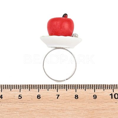 Afternoon Tea Resin & Plastic Adjustable Finger Rings for Women RJEW-K317-01A-1
