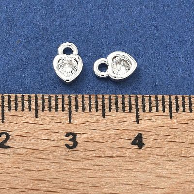 Brass Micro Pave Clear Cubic Zirconia Charms KK-G557-48S-1