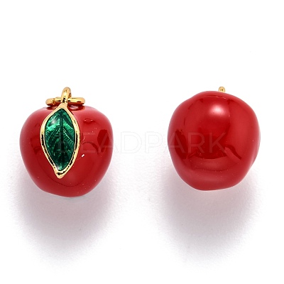 Brass Enamel Charms KK-O140-03G-1