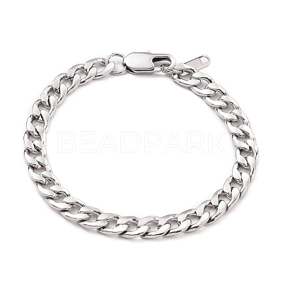 Tarnish Resistant Women' s Fashionable 304 Stainless Steel Cuban Link Chain Bracelets BJEW-JB05657-01-1