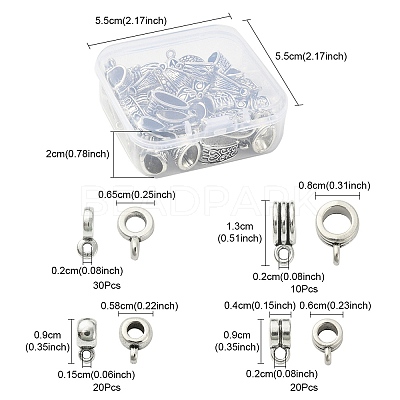 80Pcs 4 Style Tibetan Style Tube Bails FIND-YW0003-15-1
