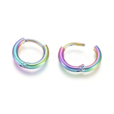 Ion Plating(IP) 304 Stainless Steel Huggie Hoop Earrings EJEW-F111A-13mm-Y-1