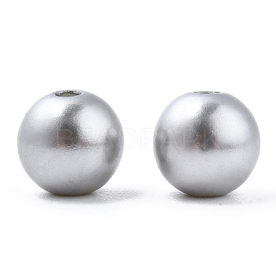 Spray Painted ABS Plastic Imitation Pearl Beads OACR-T015-05B-03-1