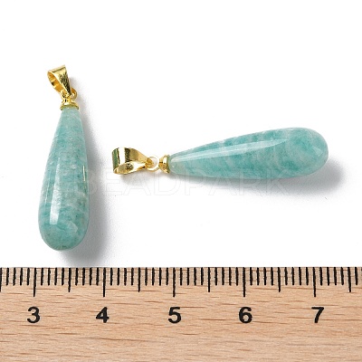 Natural Amazonite Teardrop Pendants G-Q005-03G-05-1