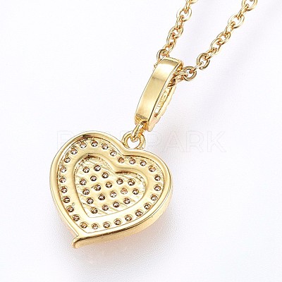 Brass Micro Pave Cubic Zirconia Pendant Necklaces NJEW-H486-24G-1
