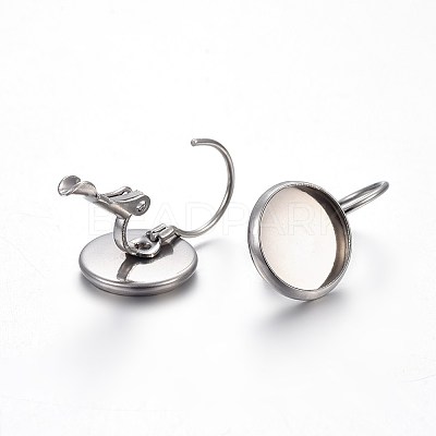 Tarnish Resistant 304 Stainless Steel Leverback Earring Settings X-STAS-F191-03P-10mm-1