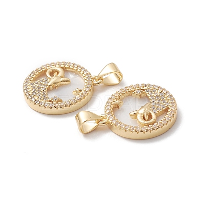Rack Plating Brass Shell Pendants KK-D087-25G-02-1