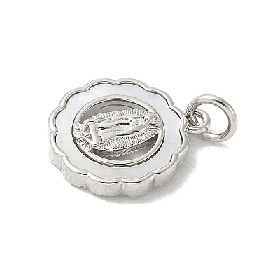 Brass Pave Natural White Shell Pendants KK-S522-06D-P-1