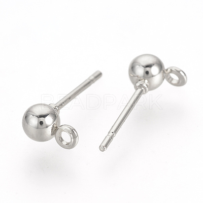 Iron Ball Stud Earring Findings KK-R071-09P-1