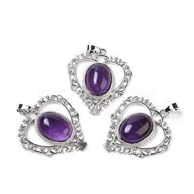 Natural Amethyst Pendants G-I322-04P-03-1