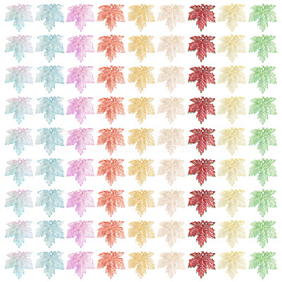 90Pcs 9 Colors Baking Paint Transparent Glass Pendants DGLA-TA0001-61-1