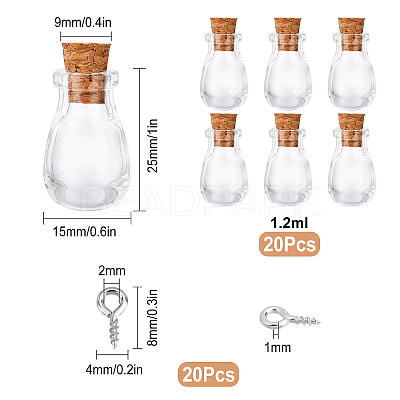 40Pcs 2 Style Oval Glass Bottle for Bead Containers AJEW-SC0001-35-1