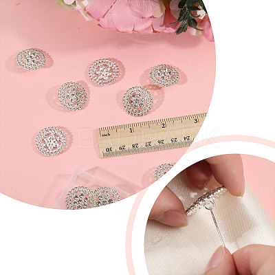 16Pcs  1-Hole Alloy Rhinestone Shank Buttons BUTT-CA0001-32-1