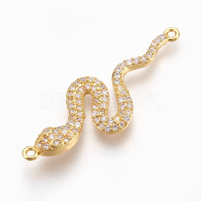 Brass Micro Pave Cubic Zirconia Links ZIRC-O026-12G-NR-1
