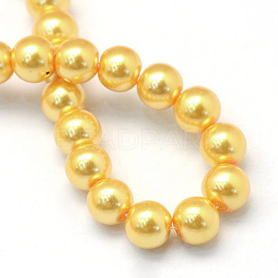 Baking Paint Pearlized Glass Pearl Round Bead Strands HY-Q003-4mm-56-1