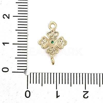 Brass Green Cubic Zirconia Clover Connector Charms LS-KK-Q048-12G-1