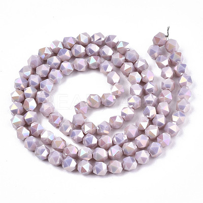 Electroplate Opaque Glass Beads Strands EGLA-T019-05R-1