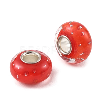 Lampwork & Brass Core European Beads LAMP-P019-01P-24-1