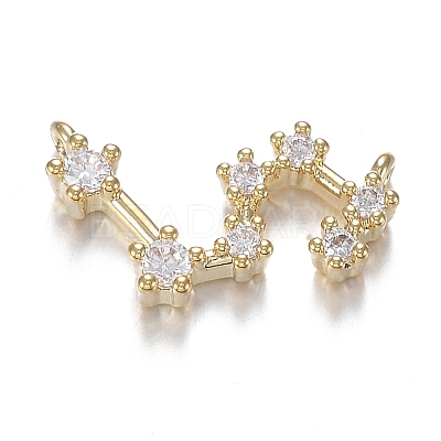 Brass Micro Clear Cubic Zirconia Pendants ZIRC-F120-019G-07-1
