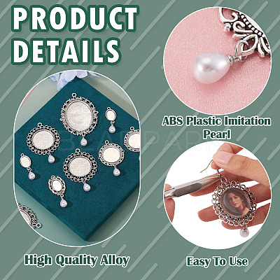 10Pcs 5 Style Alloy Pendant Cabochon Settings HJEW-TAC0120-1