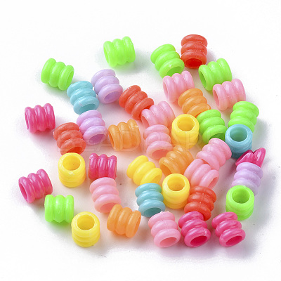 Opaque Polystyrene(PS) Plastic European Groove Beads KY-I004-17B-1