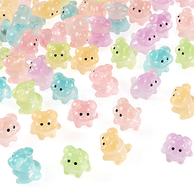 48Pcs 6 Colors Luminous Resin Dog Figurine DJEW-TA0001-44-1