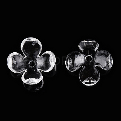 4-Petal Transparent Acrylic Bead Caps X-FACR-T001-09A-1