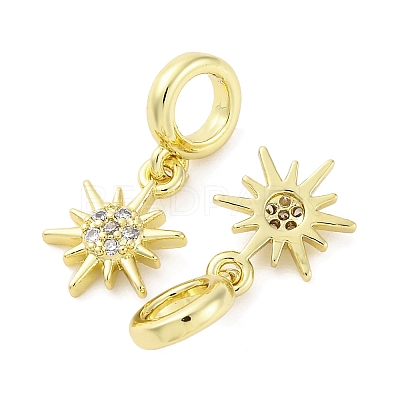 Brass Micro Pave Cubic Zirconia European Dangle Charms KK-D325-13G-1