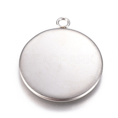 Tarnish Resistant 304 Stainless Steel Pendant Cabochon Settings X-STAS-G127-13-22mm-P-1