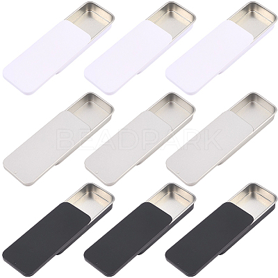 9Pcs 3 Colors Slide Top Tinplate Trinket Storage Boxes CON-CP0001-016A-1