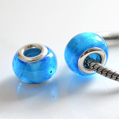 Handmade Silver Foil Glass European Beads LPDL-R008-06-1