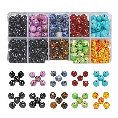 180Pcs 7 Style Natural & Synthetic Gemstone Beads G-YW0001-13-1