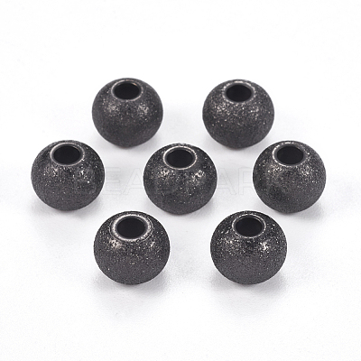 304 Stainless Steel Textured Beads Ion Plating(IP) STAS-I081-8mm-04B-1