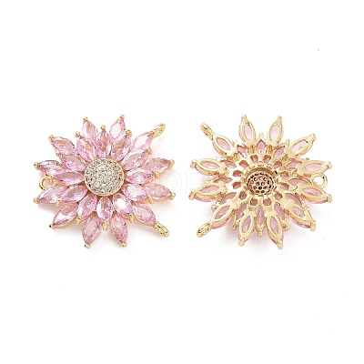 Brass Micro Pave Clear Cubic Zirconia Chandelier Component Links KK-E068-VC478-1