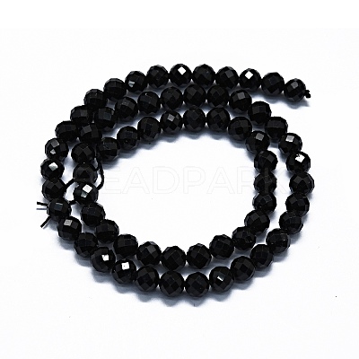 Natural Black Tourmaline Beads Strands G-G927-46-1