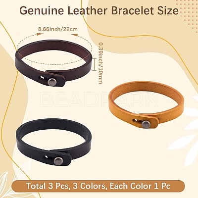 3Pcs 3 Colors Punk Retro Handmade Leather Cord Bracelet for Men BJEW-CL0001-05-1