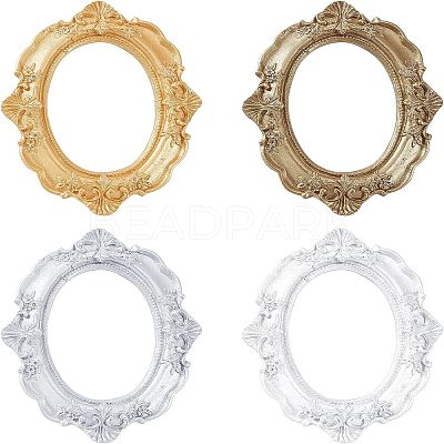 4Pcs 4 Colors Oval Retro Resin Photo Frames AJEW-FG0001-48-1